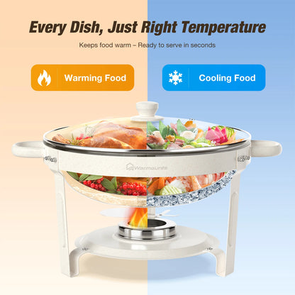 2/4Pack 5QT Round Chafing Dishes, Buffet Set w/Glass Lid