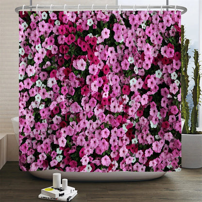 Waterproof Polyester Fabric Bathroom Curtain w/12 Hooks