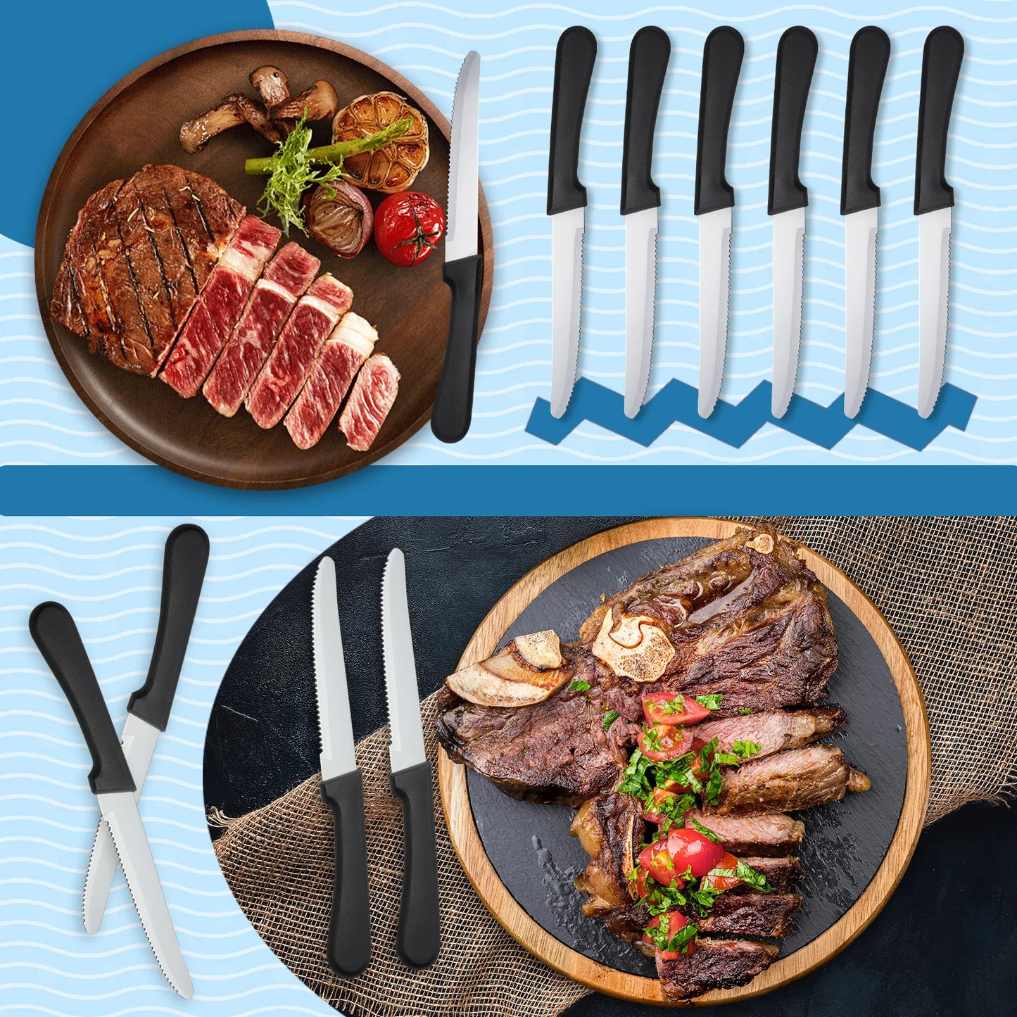36pc Set of Steak Knives, Cutlery Practical, High Quality Plastic Handle