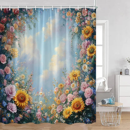 Red Roses Floral Shower Curtain, Romantic Flower