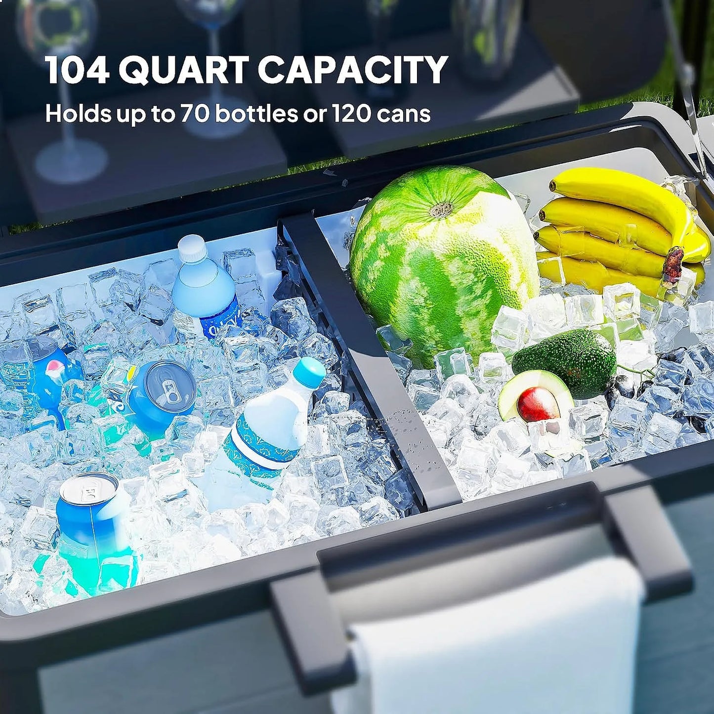 104qt Rolling Patio Ice Chest with Bottle Opener & Shelves
