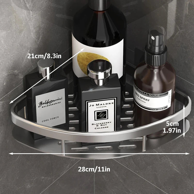 Wall Mount Corner Shelf Shower Storage Rack, No Drill