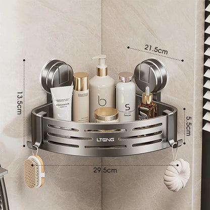 1pk Suction Cup Corner Shower Shelf - Stainless Steel, No-Drill, Anti-Rust