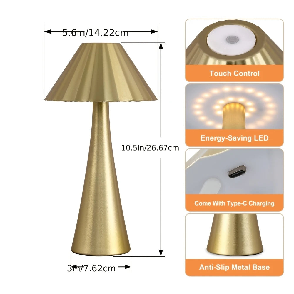 26.5"Modern LED Table Lamp Set 2, Top Touch Control and USB Charging,