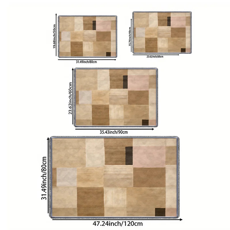 Nordic Minimalist Geometric Color Block Living Room Carpet