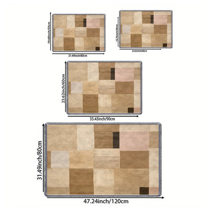 Nordic Minimalist Geometric Color Block Living Room Carpet