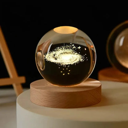 6cm 3D Crystal Ball Decoration 2026 Astronomy Solar System Planets Moon Astronaut LED Balls