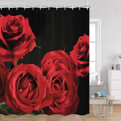 Red Roses Floral Shower Curtain, Romantic Flower
