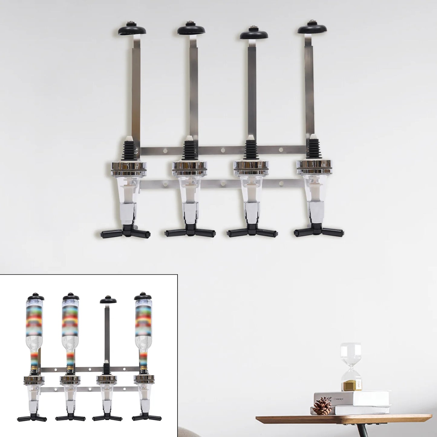 4 Bottle Wall Mounted Alcohol Liquor Cocktail Beer Butler