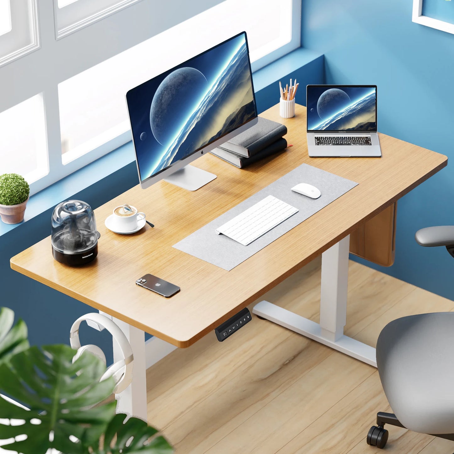 Sit, Standup Adjustable 40"x24" Computer Desk Workstation