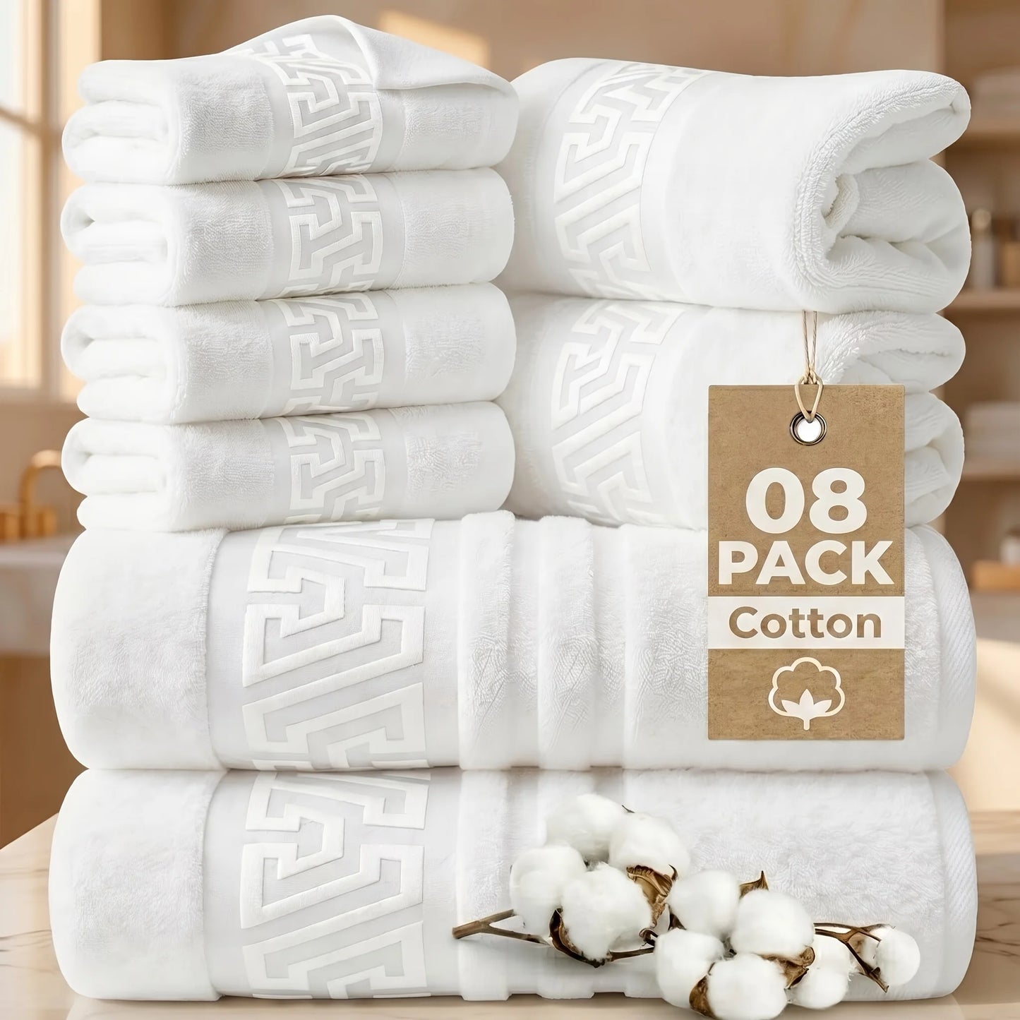 4/6/8pcs Cotton Bath Towel Set, Highly Absorbent & Quick Dry, Non-Shedding