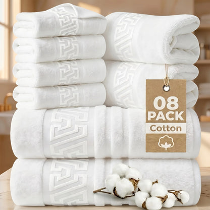 4/6/8pcs Cotton Bath Towel Set, Highly Absorbent & Quick Dry, Non-Shedding