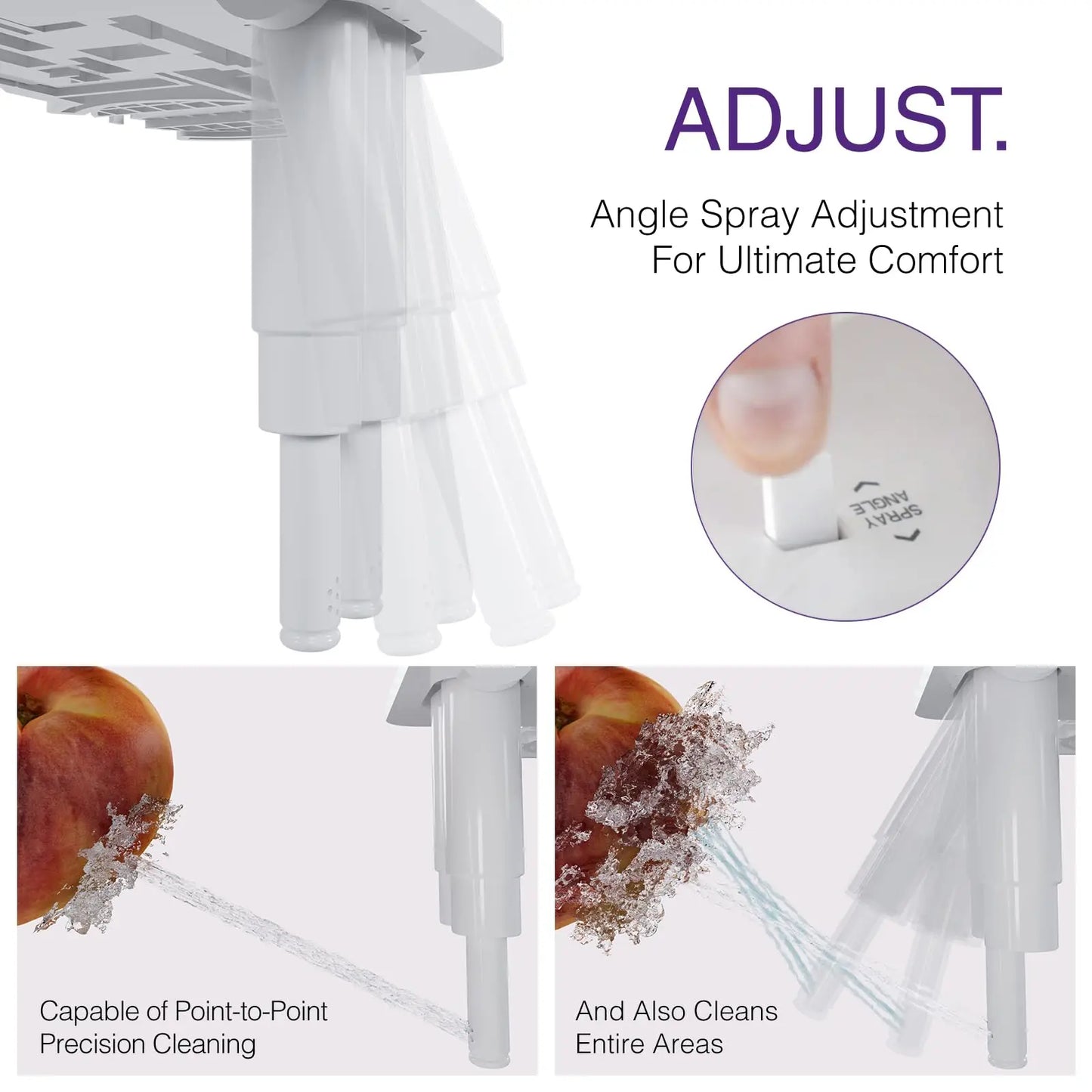 Adjustable Non-Electric Bidet, Ultra-Slim Dual Nozzle (Feminine/Rear Wash)