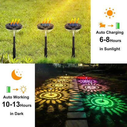 8 Pack Decorative Solar Pathway Lights, Multicolor LED