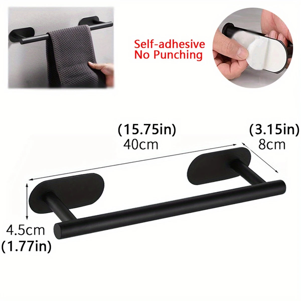 Hand Towel Holder for Bathroom, Kitchen, Adhesive