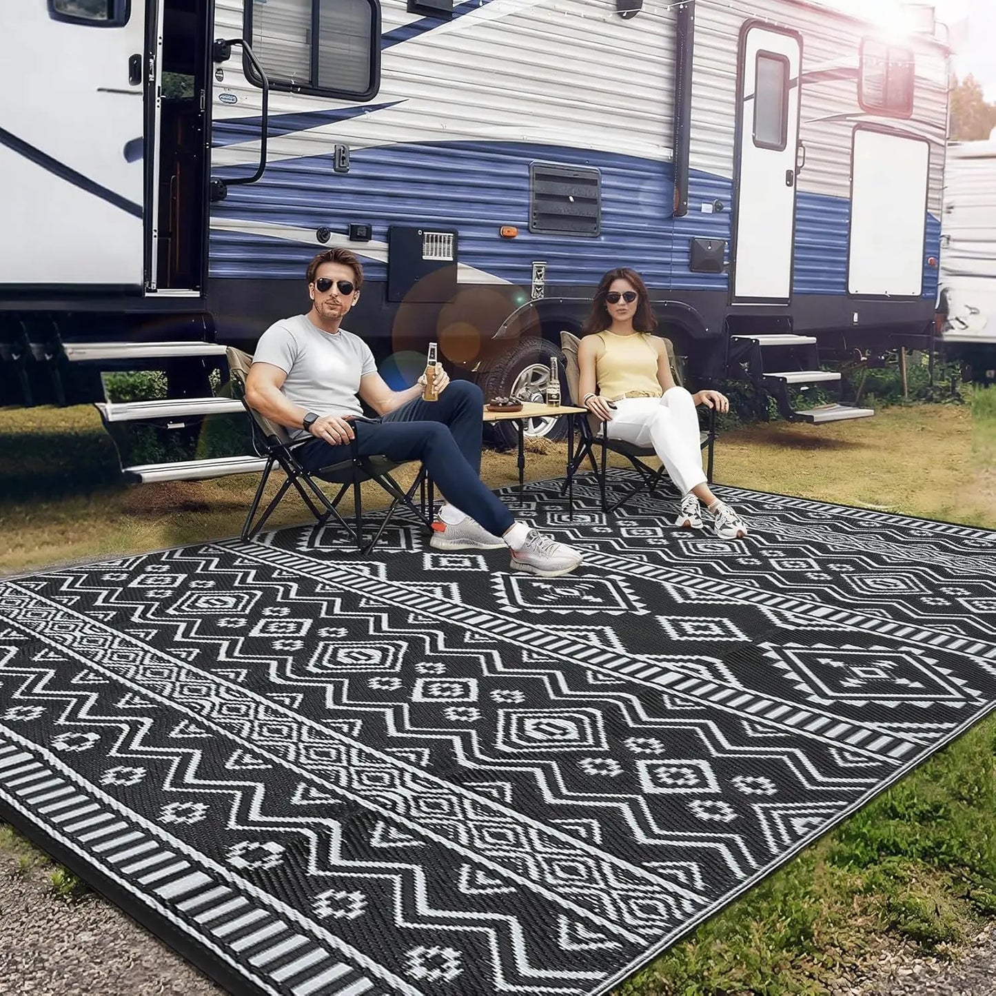 Waterproof Outdoor Rug Reversible Plastic Straw Mat