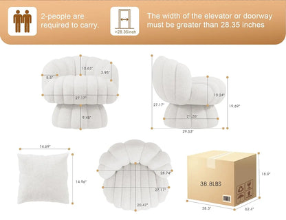 Fluffy Sherpa, Swivel 360 Degree Barrel Accent Vanity Chair