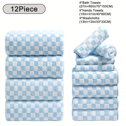 12pcs Bath Towels Set, Ultra Soft, Highly Absorbent, Quick Dry