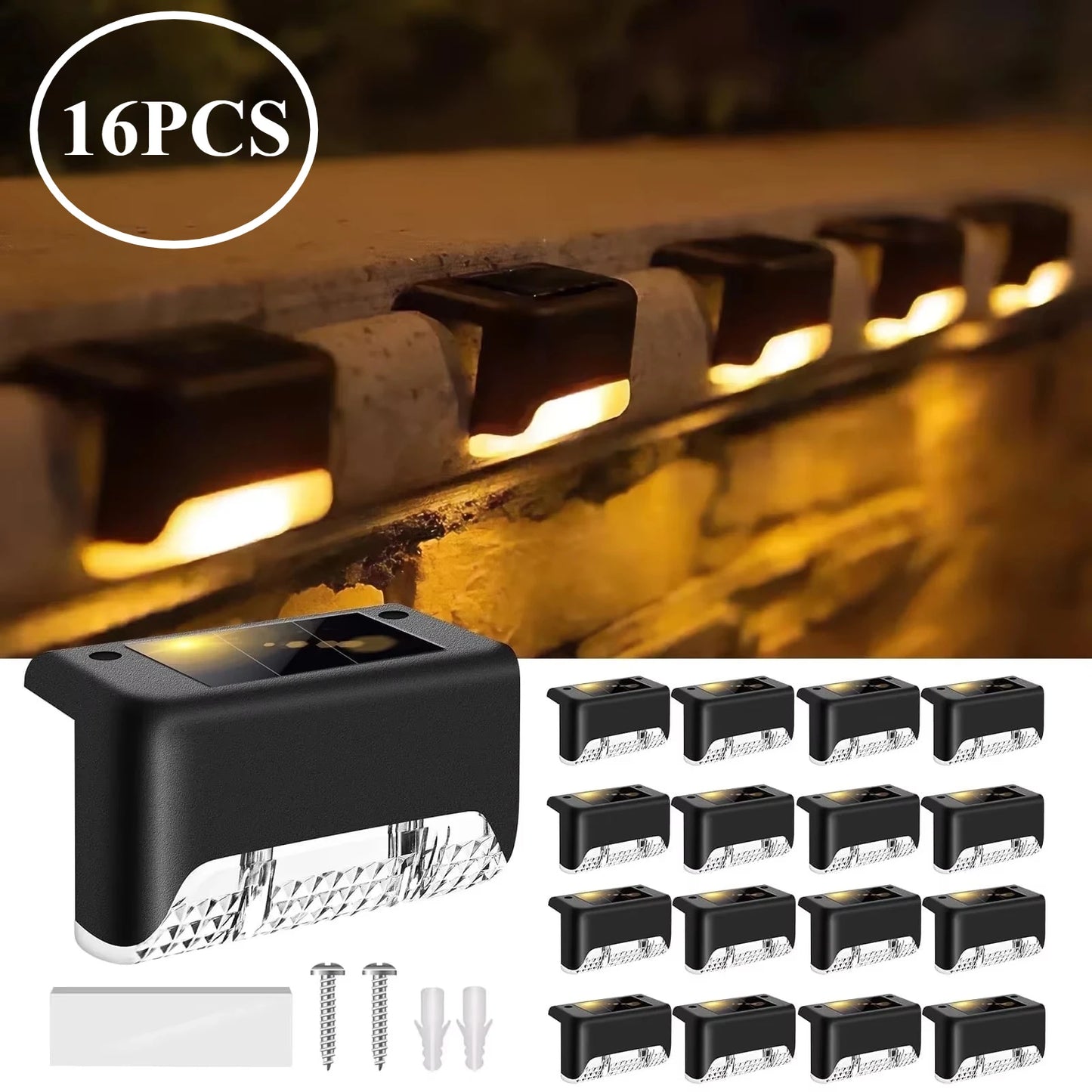 16 Waterproof LED Outdoor Solar Deck Lights