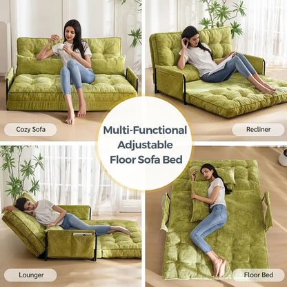 Versatile 5-Position Foldable Lazy Sofa Bed with 2 Pillows,