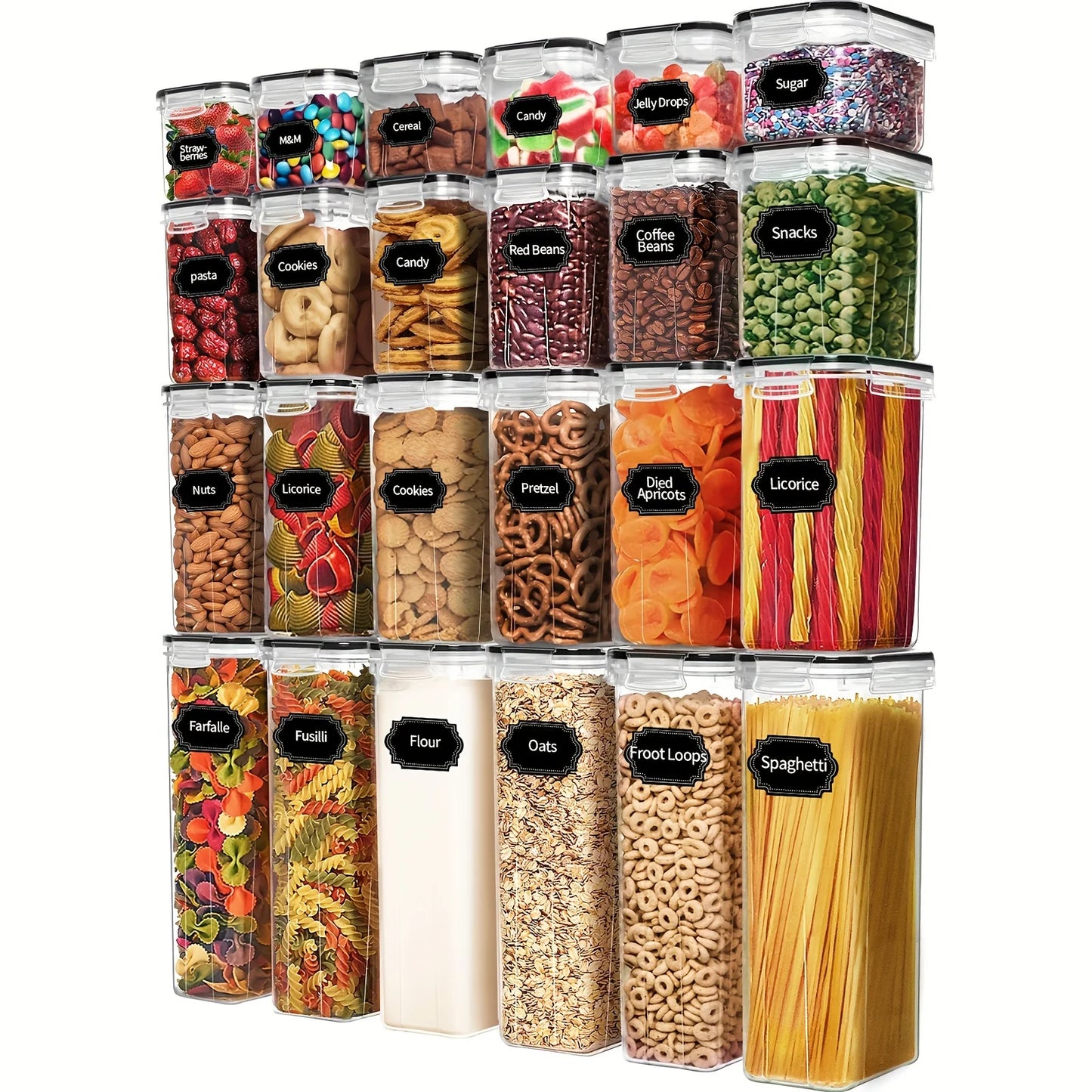 24pcs, Airtight Food Canisters for Pantry Storage