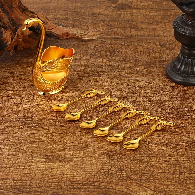 Elegant Swan Tableware Holder, Stainless Steel Spoon and Fork Base