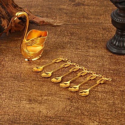 Elegant Swan Tableware Holder, Stainless Steel Spoon and Fork Base