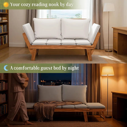Outdoor Loveseat, Soft Cushion, Laydown Convertible, Adjustable Armrest