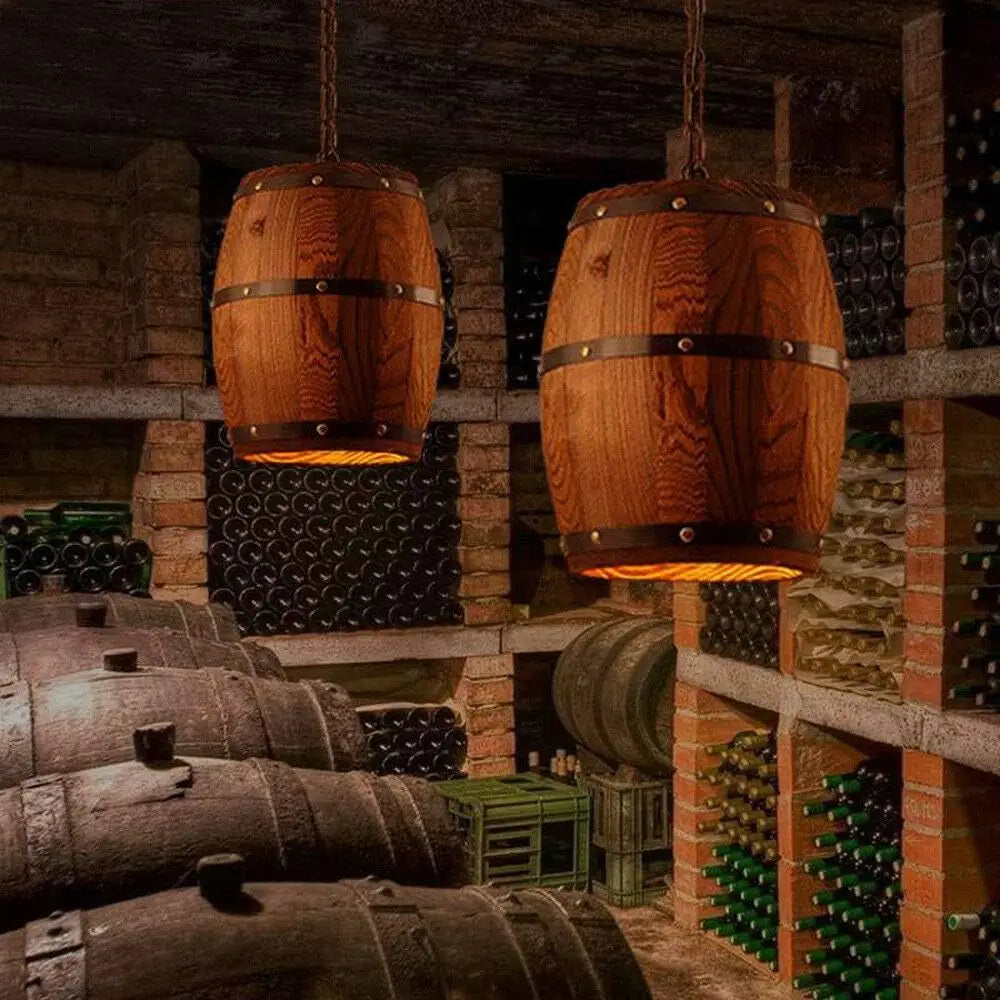Rustic Wine Barrel Hanging Fixture Pendant Lighting