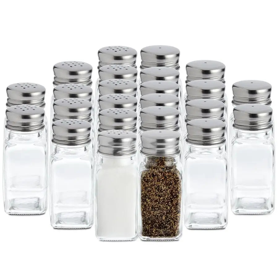 24 Pack Glass Salt and Pepper Shakers Bulk Set, 2oz