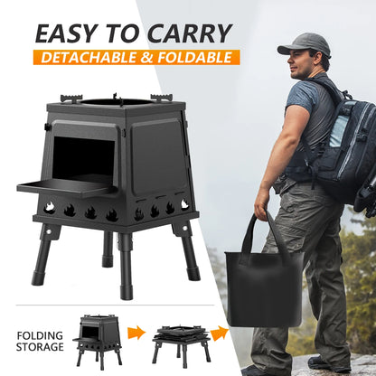 Portable Cast Iron Wood Burning Camp Stove