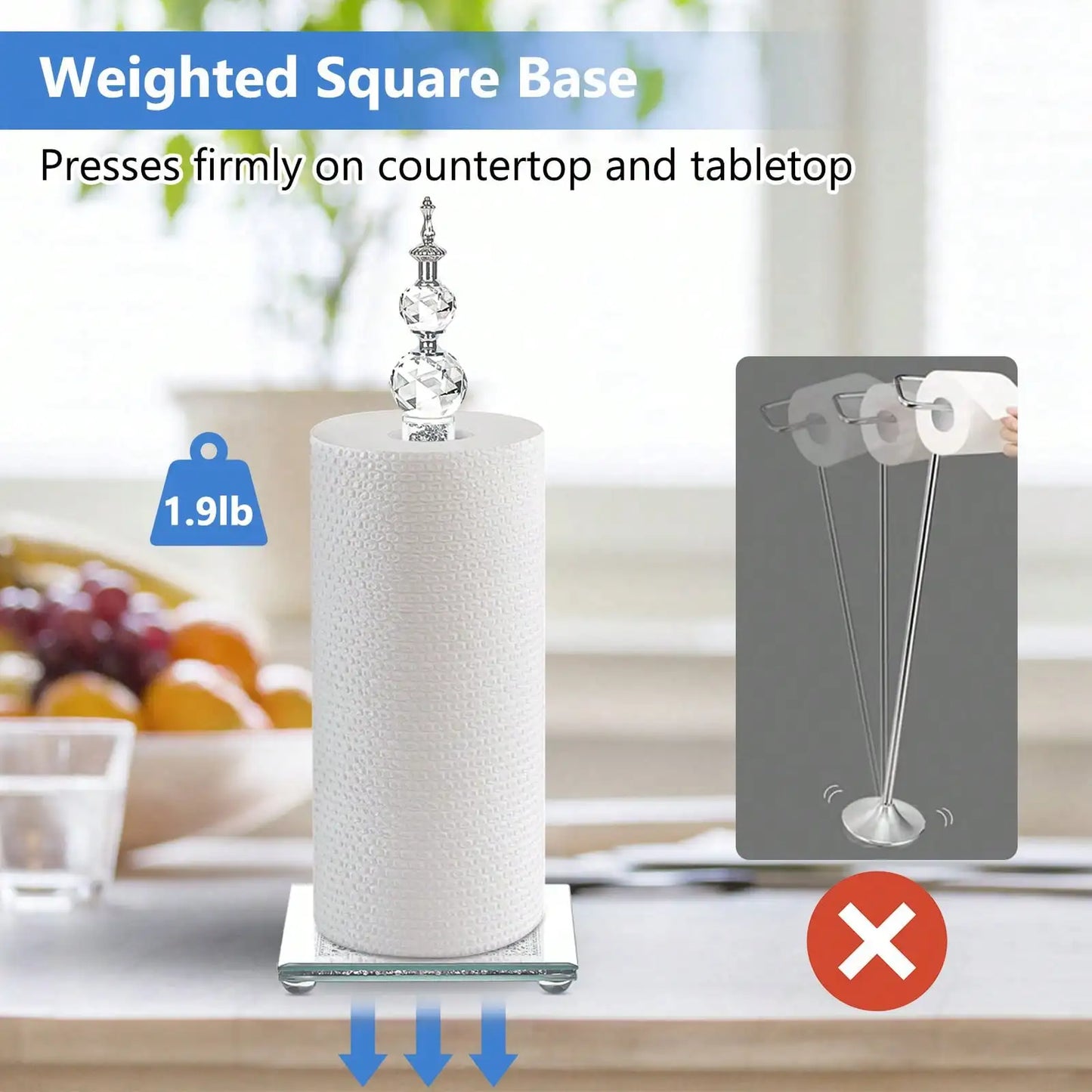 Crystal Bling Silver Paper Towel Roll Holder