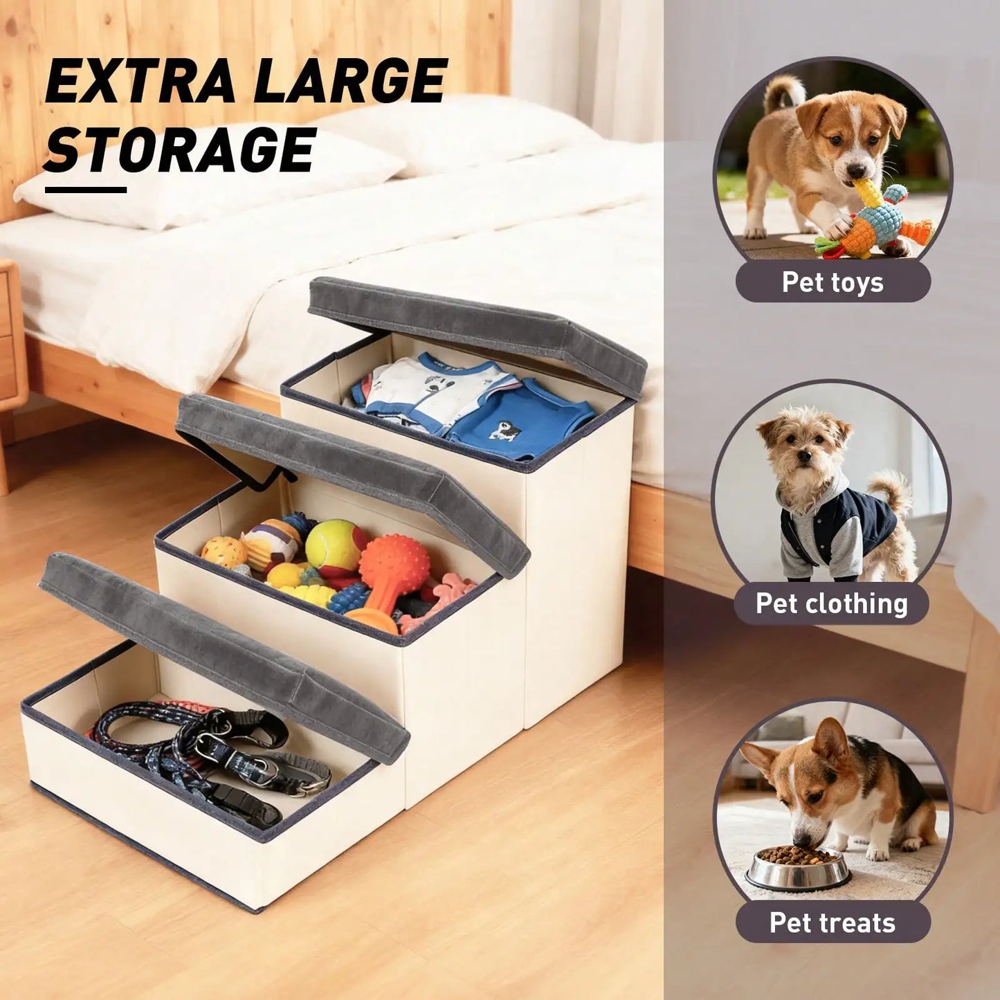 3-Tier Collapsible Pet Ramp, Small Dogs