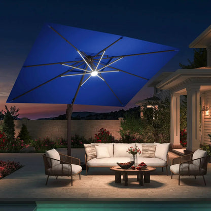 10'x13' Cantilever Patio Umbrella w/Led Lights, Heavy Duty