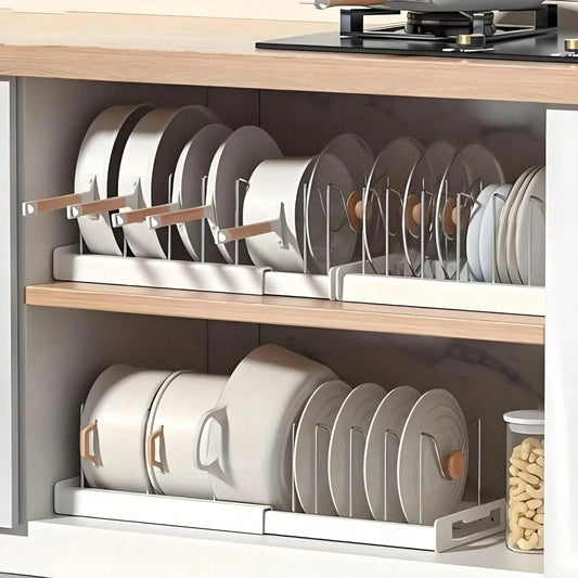 Heavy-Duty Pull-Out Pot Lid Organizer Rack