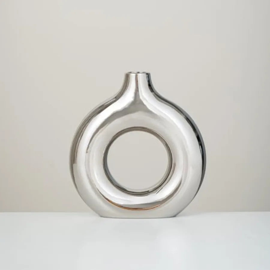 Donut Vase, Modern Ceramic Vase for Pampas Grass