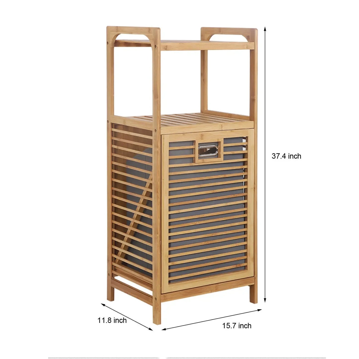 Tilt-Out Bamboo Laundry Hamper with 2-Tier Shelf