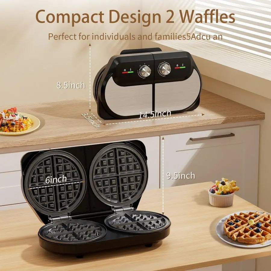 6 Inch, Belgian Waffle Maker for Breakfast and Snacks