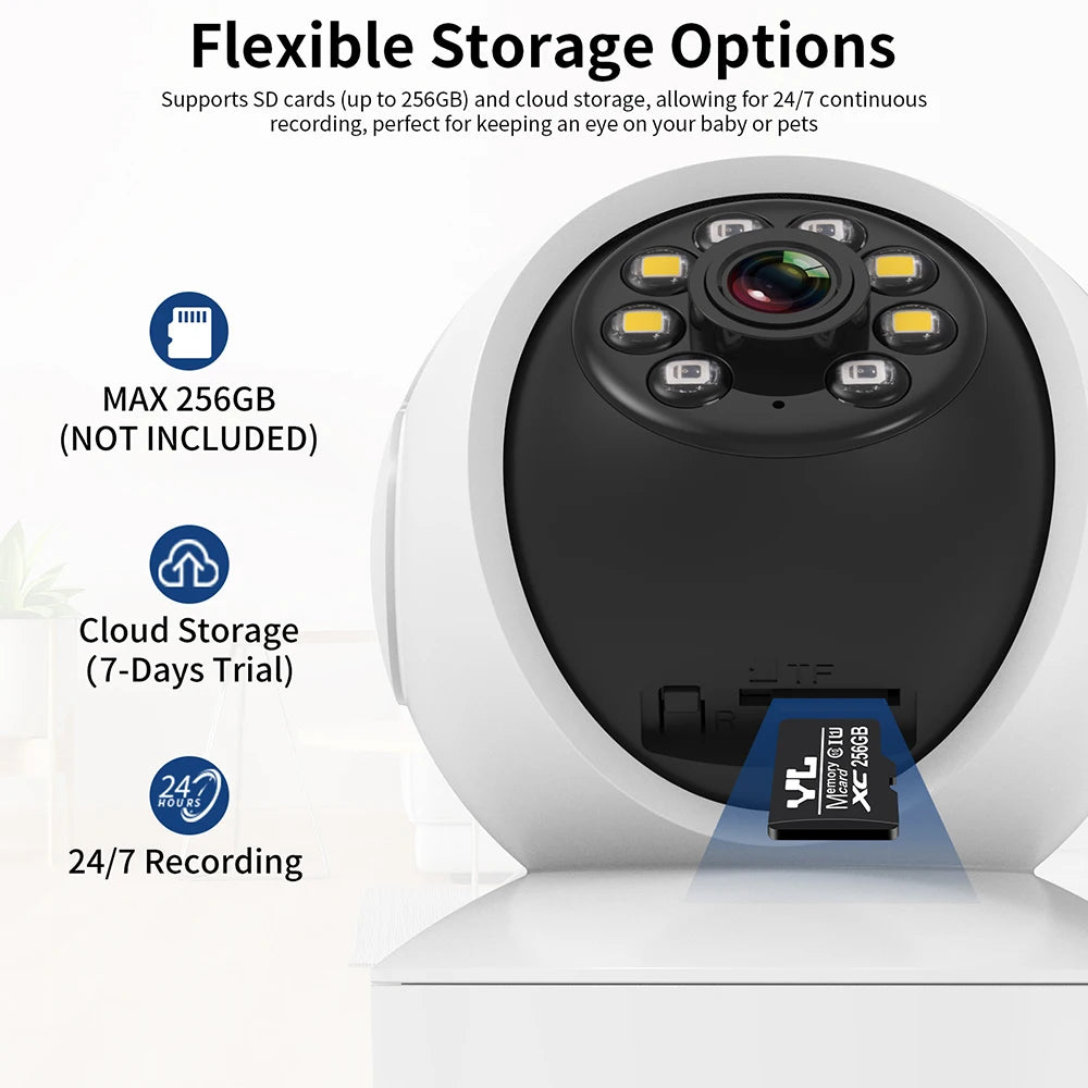 Indoor Security Camera 360°, Color, Night Visio, 2-Way Audio