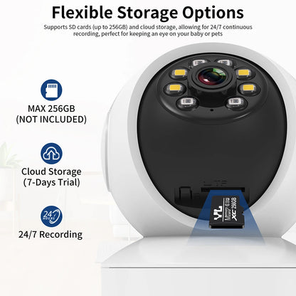 Indoor Security Camera 360°, Color, Night Visio, 2-Way Audio