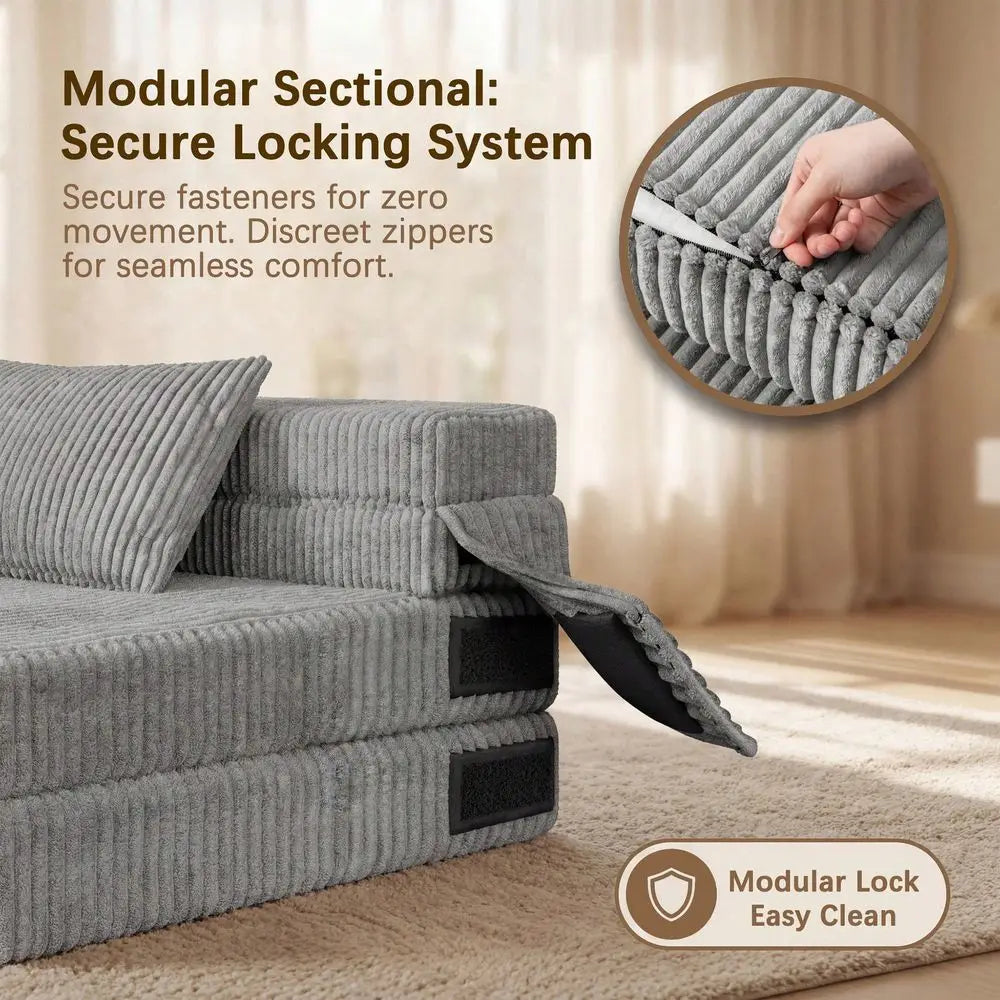 Two-Seater Convertible Boneless Couch, Foldable Pillow Type Mattress