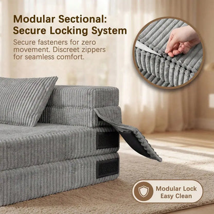 Two-Seater Convertible Boneless Couch, Foldable Pillow Type Mattress