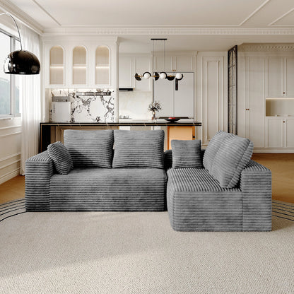 Modern 104" Boneless Sectional Couch w/L-Shape Chaise, Deep Seat