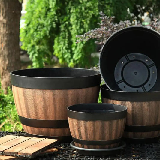 Rustic Farmhouse Whiskey Barrel Planter