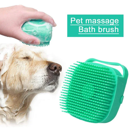 Pet Grooming Scrubber Brus for Bathing Short Hair, Soft Silicone Rubber