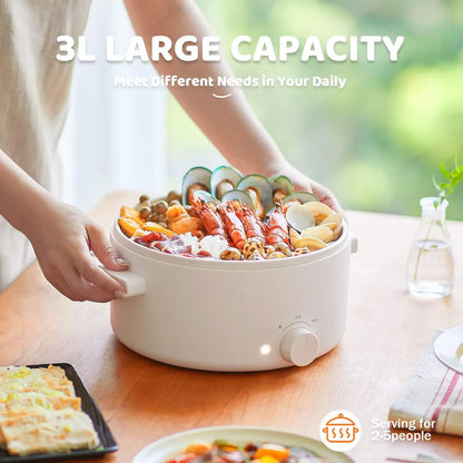 3L Portable Electric Pot w/Ceramic Coating, Multi-Functional