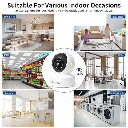 Indoor Security Camera 360°, Color, Night Visio, 2-Way Audio