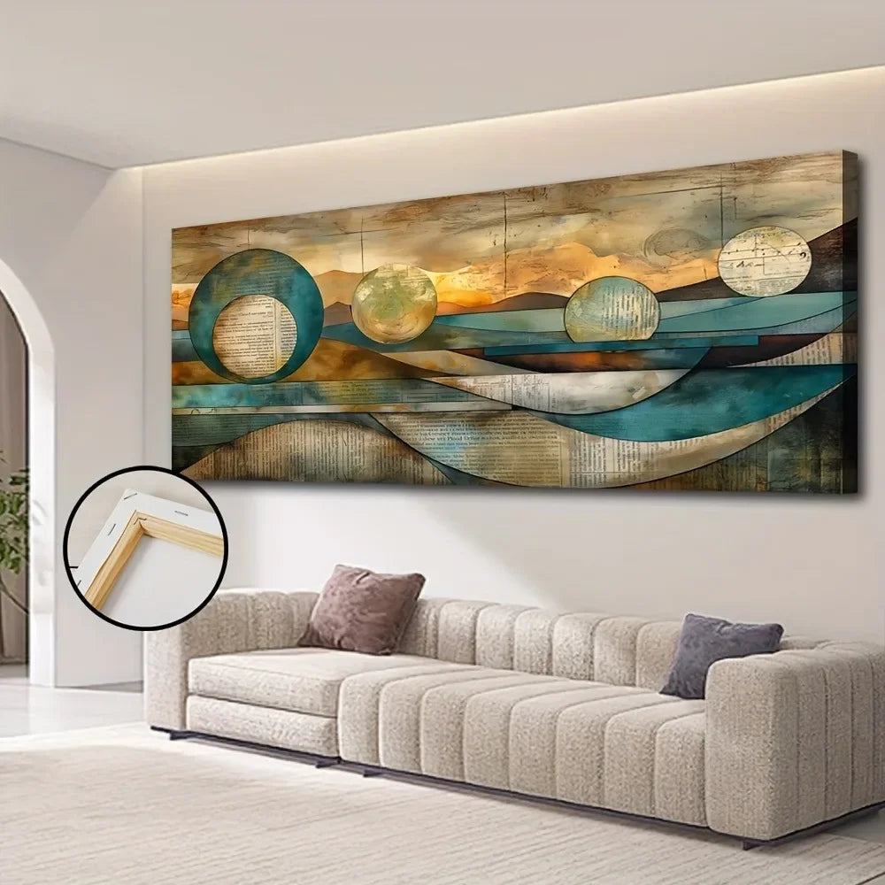 48"x24" Modern Contemporary Art Deco Canvas Wall Art, 1.5" Thick