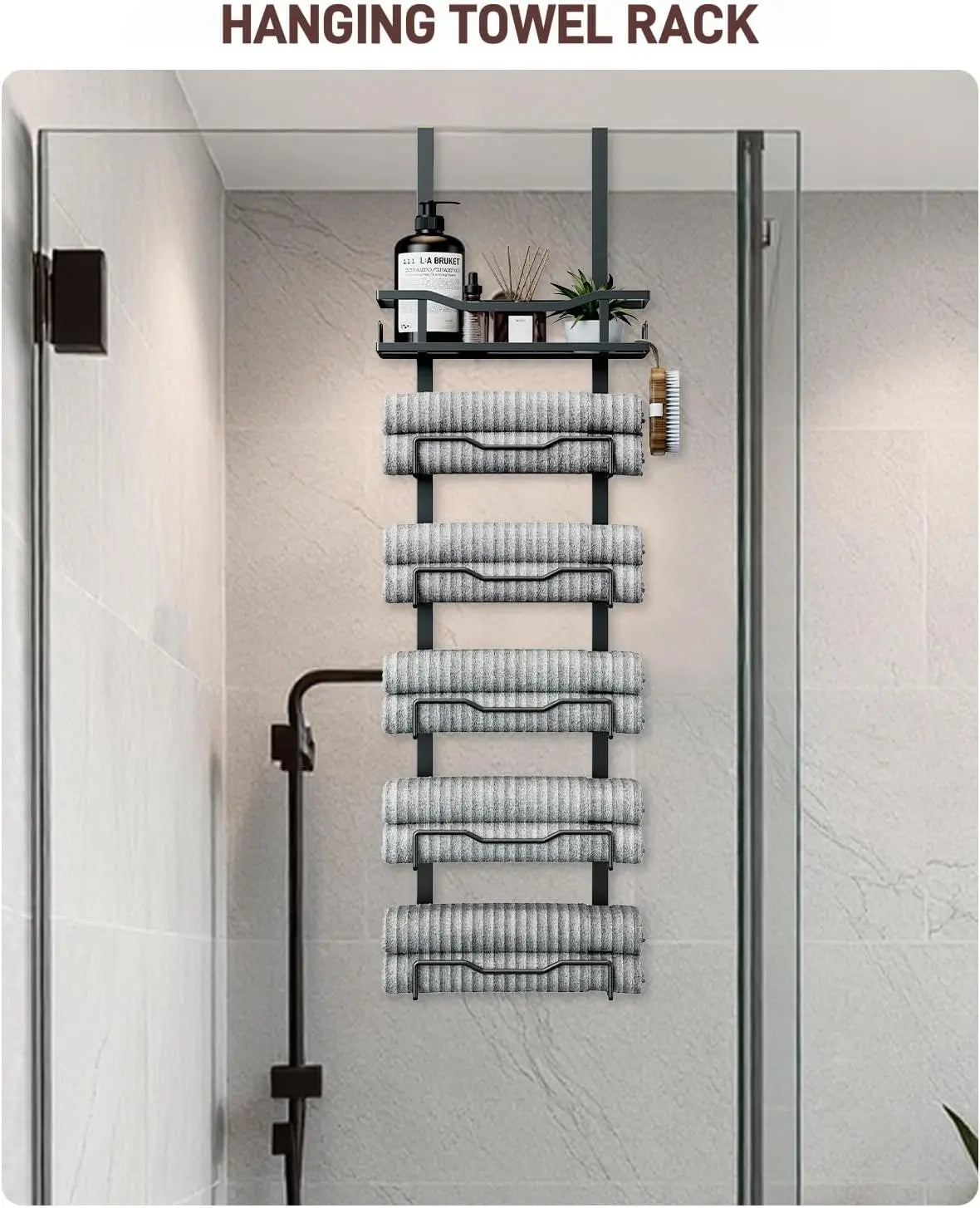 6-Tier Over the Door Bath Towel Storage Organizer, No Drill