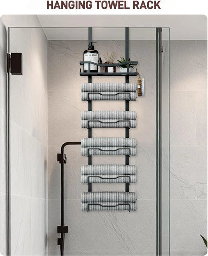 6-Tier Over the Door Bath Towel Storage Organizer, No Drill